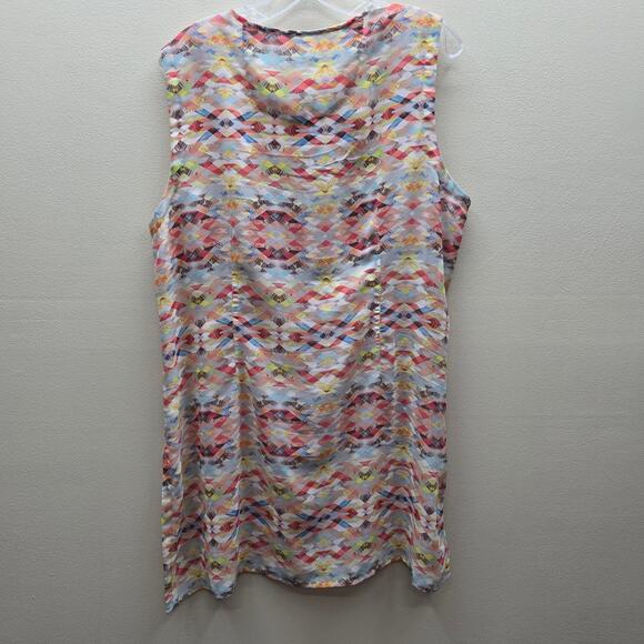Cabi Avery Geometric Aztec Print Sheer Sleeveless Tunic Top Multicolor Size XL - Picture 2 of 7